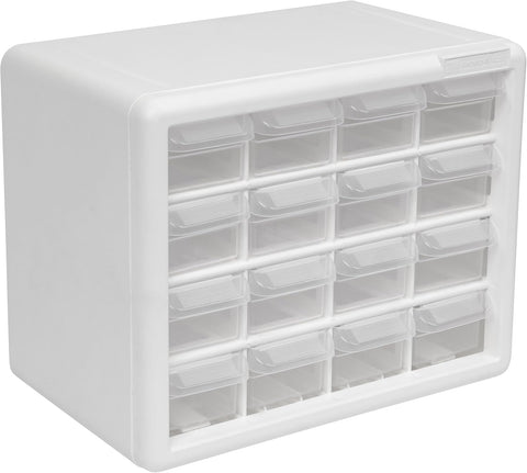 Akro-Mils 16-Drawer Plastic Storage Cabinet, 10.5"W x 6.5"D x 8.5"H, White