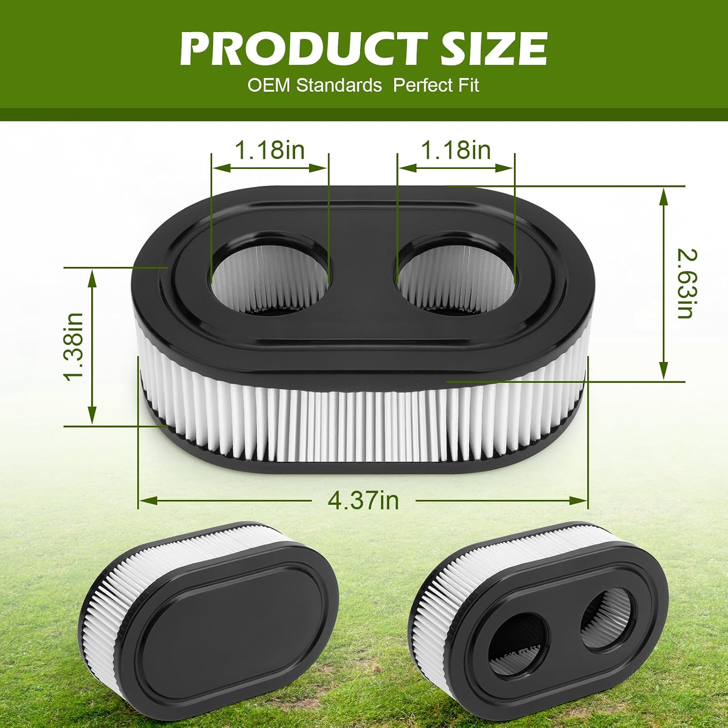 593260 Air Filter Replaces 798452 334404, 2Pcs Premium Lawn Mower Replacement Air Filters for 550E 09P702 500EX 550EX 625 575EX 09P00 5432 5432K 4247 Series Engine