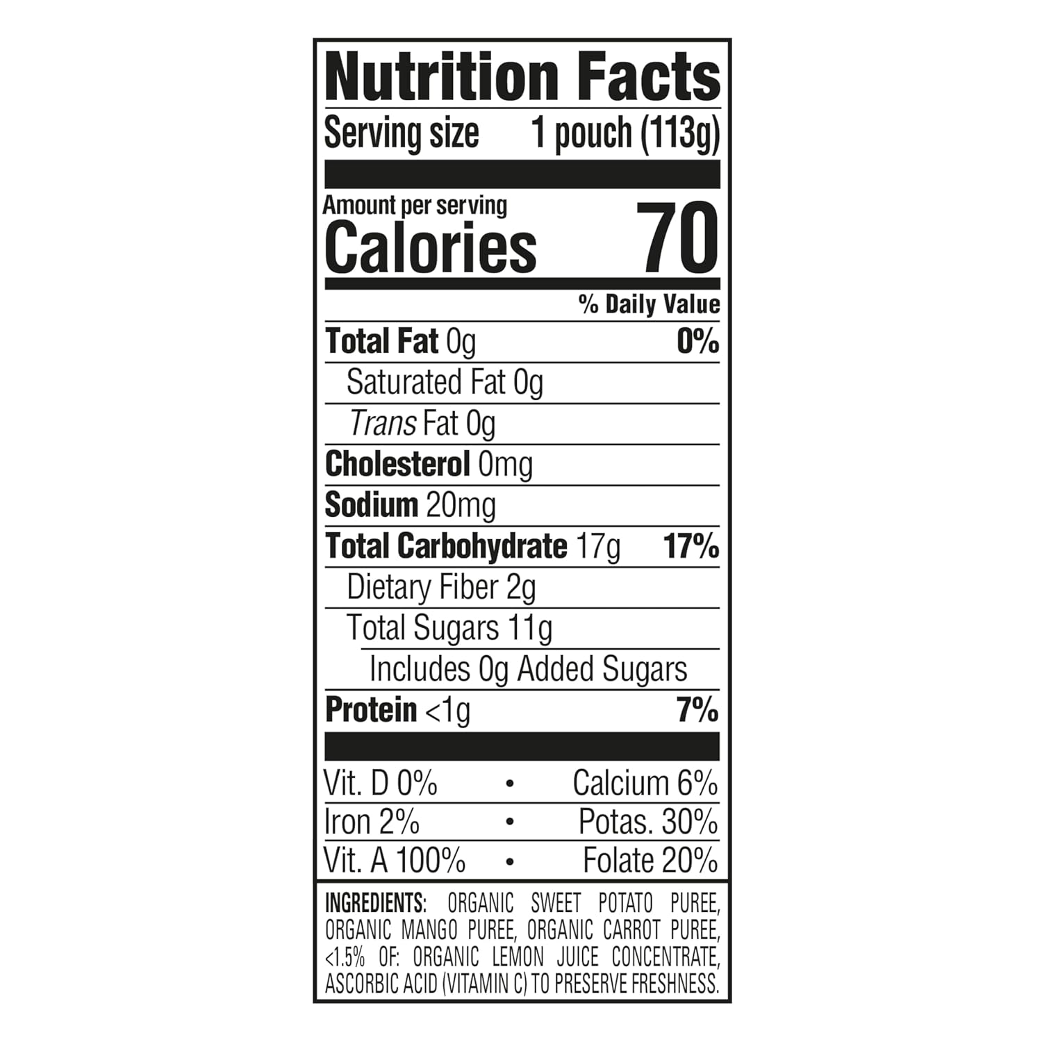 HAPPY BABY Clearly Crafted, Stage 2,Sweet Potato, Mango & Carrots, 4oz (16)