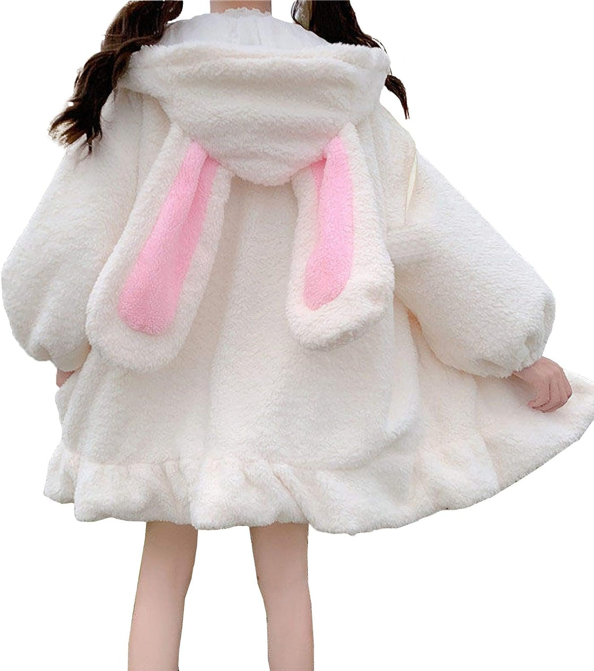 Women Cute Bunny Hoodie Long Sleeve Fuzzy Fluffy Rabbit Sweatshirt