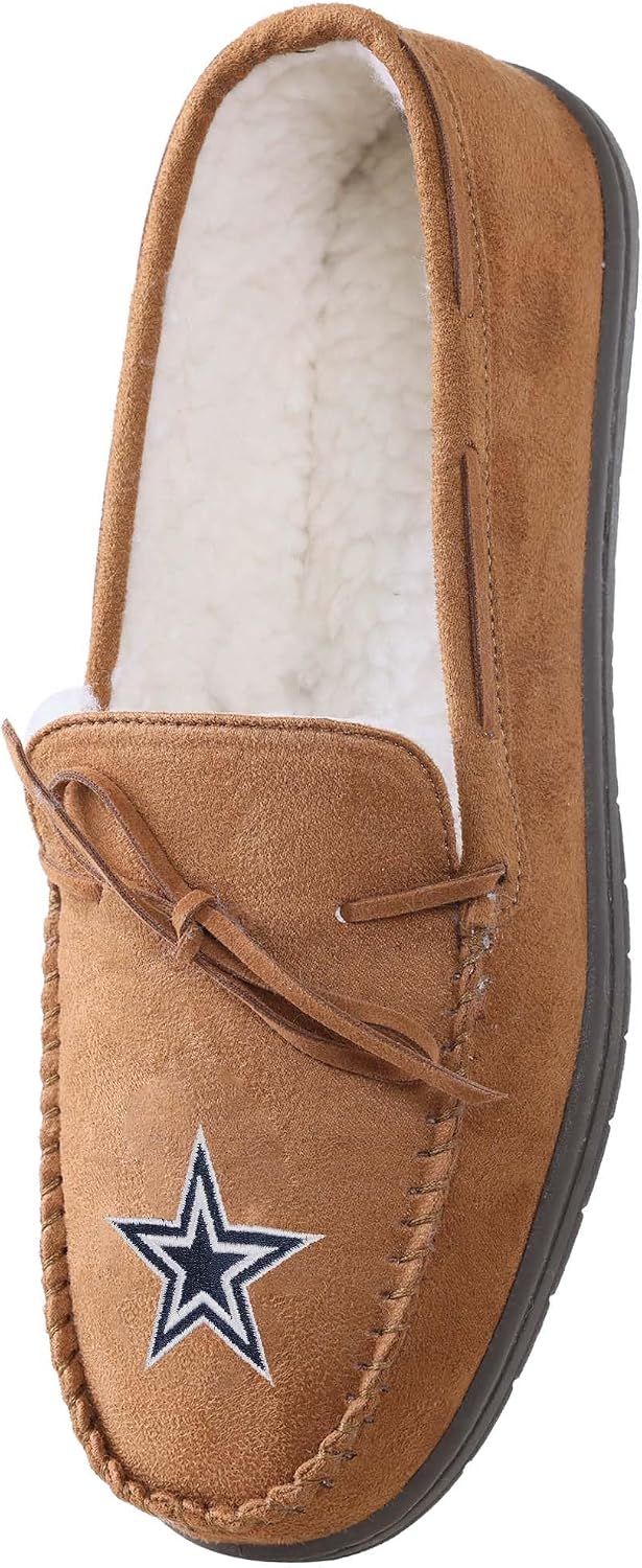 FOCO Mens NFL Team Logo Moccasin Slippers