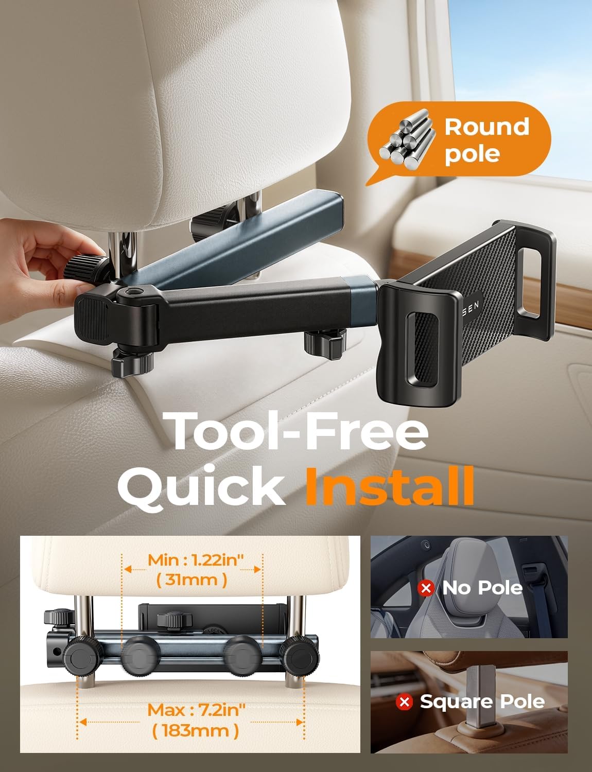 LISEN iPad Holder for Car Tablet Mount, Road Trip Essentials Kids Back Seat