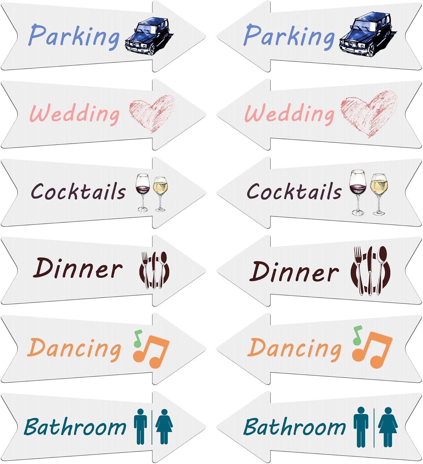 Blank Arrow Signs With Stakes 6 Pack - 17 x 6 Inches Wedding Directional Yard Signs, This Way Arrow Birthday Party Signs
