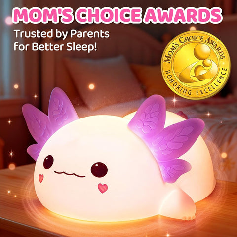 Mewaii Huggwaii Squishy Axolotl Night Light for Kids, BPA-Free