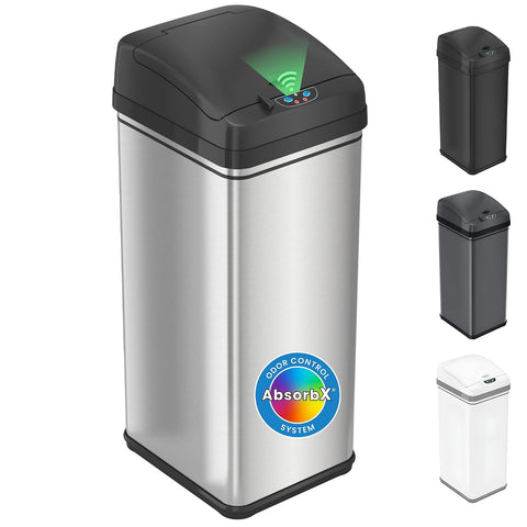 iTouchless 13 Gallon Sensor Trash Can with Lid | Pet Lock and Odor Filter