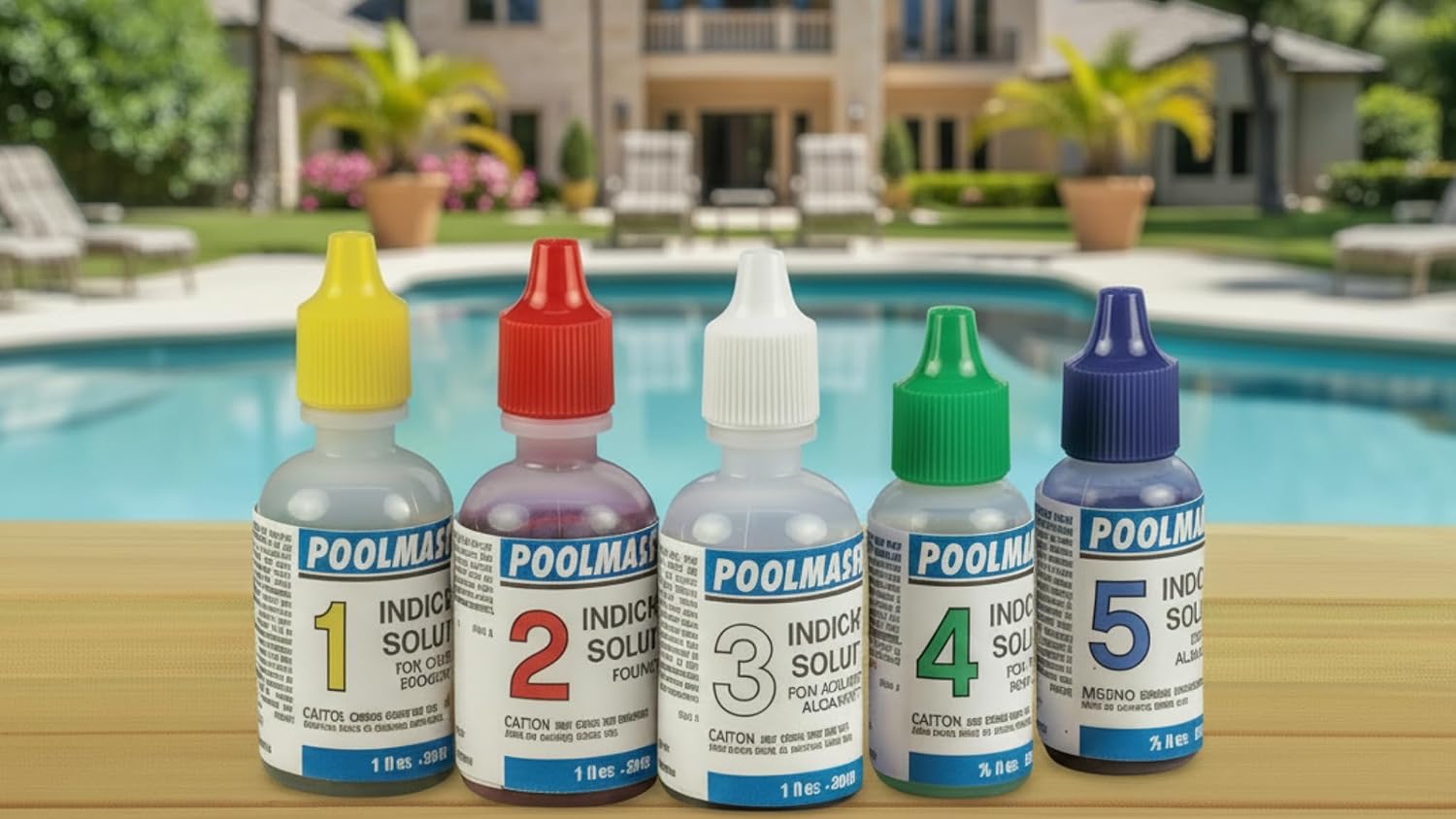 Poolmaster 23227 Replacement Indicator Solutions #1 - #5 For Spa or Swimming Pool Water Testing, Neutral, Small