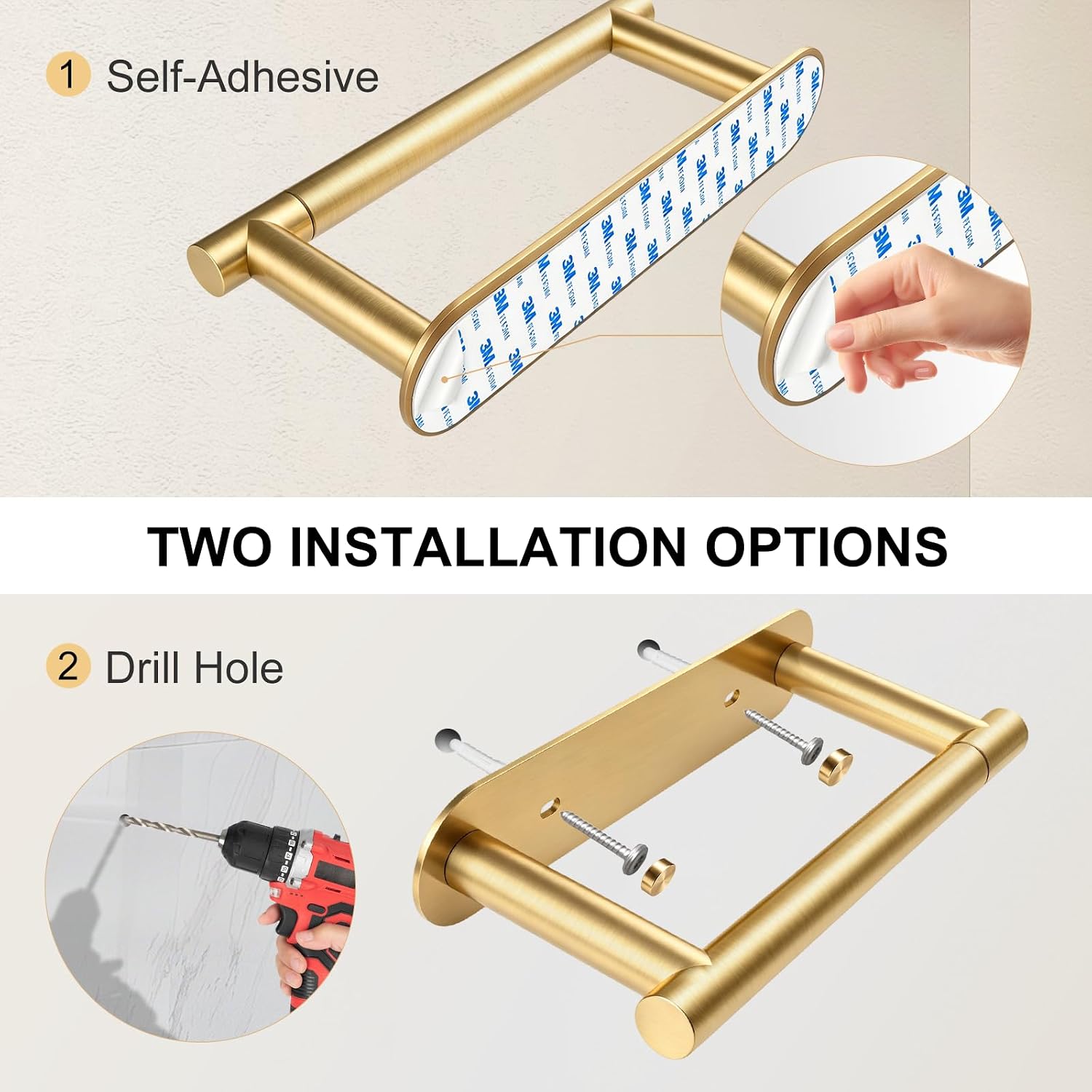 SetSail Toilet Paper Holder Adhesive or Screw-in Gold