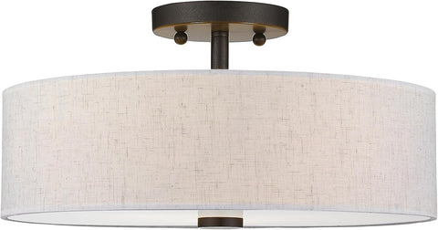 Livex Lighting 52135-92 3-Light Semi Flush Ceiling Light, English Bronze