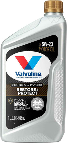 Valvoline Restore & Protect Full Synthetic 5W-20 Motor Oil 1 QT, Case of 6