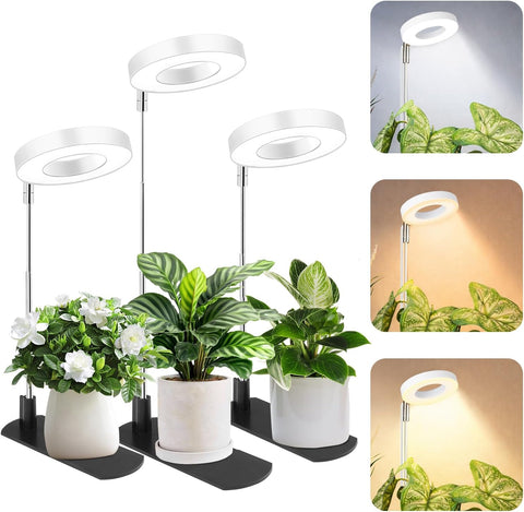 LBW Grow Lights for Indoor Plants, Full Spectrum Halo Grow Light with Base