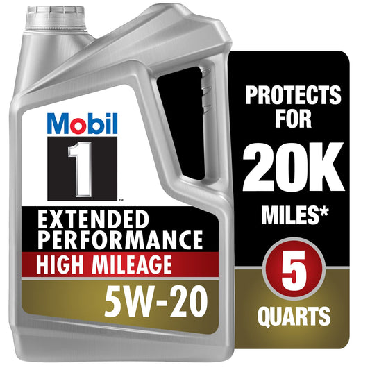 Mobil 1-123840 Extended Performance High Mileage 5W-20; 5QT, Gray