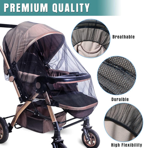 Sysmie 2PCS Baby Stroller Mosquito Net,Durable Mesh Protection,Black+White