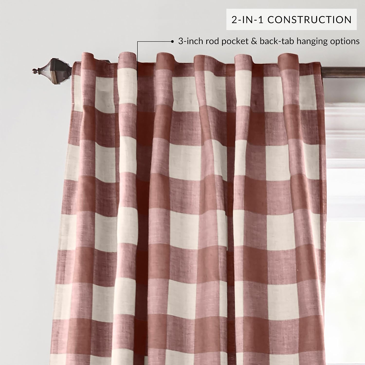 Grainger Buffalo Check Blackout Window Curtain, Red - 52" W x 84" L