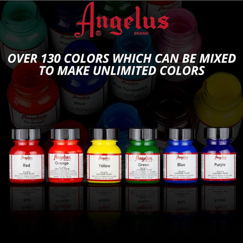Angelus Acrylic Leather Paint, 1 Fl Oz, Black - Professional Flexible, Crack, Scratch, Peel Resistant Leather Paint for Shoes, Sneakers, Canvas, Furniture and Other Leather Projects