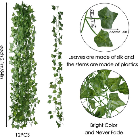 Freyalife Fake Vines for Room Decor(48Pack336Ft) Aesthetic Artificial Plant Ivy Leaves Hanging Greenery Garlands for Home Bedroom Wall Wedding Christmas Party Office patio Indoor, Outdoor Garden Décor