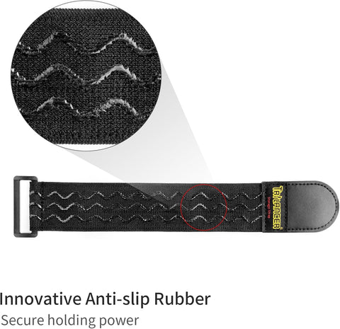 Trilancer Elastic Cinch Straps with Anti-Slip Strips, 12'' x 2'' (8 Pack)