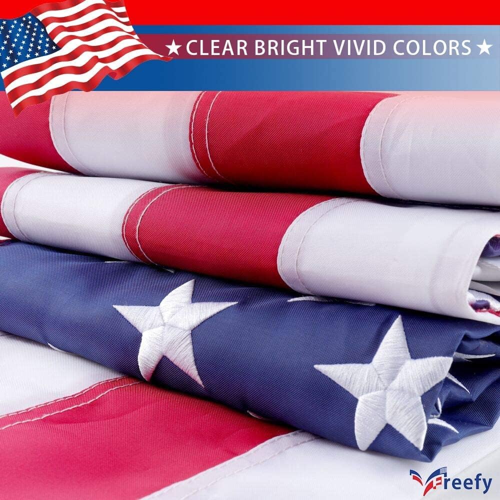 3x5 Ft American Flag Pole Sleeve Banner Style-Embroidered Stars,Sewn Stripes,UV Protected,Heavy Duty Durable Nylon USA US Outdoor Indoor Flags (Pole NOT Included)