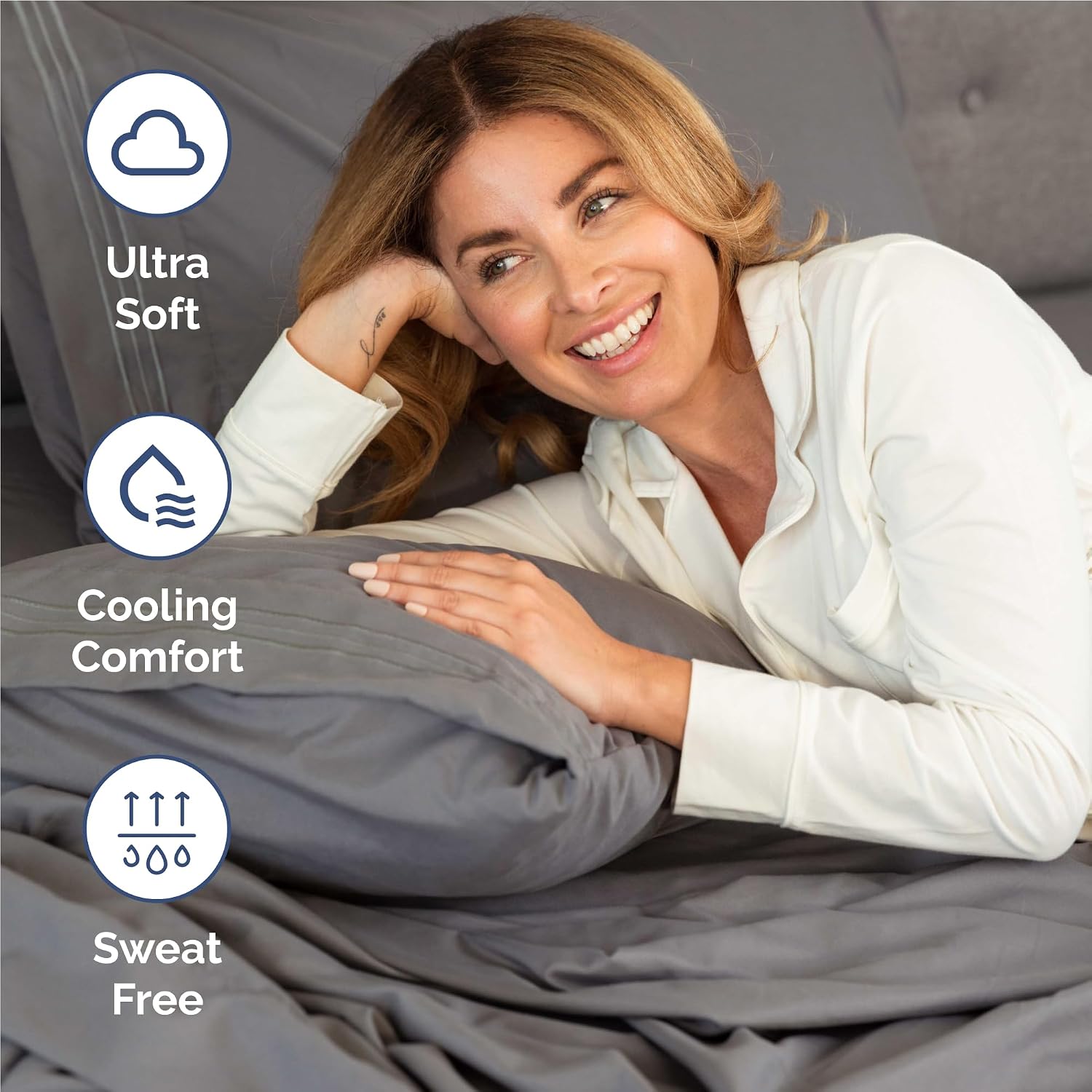Full Size 4 Piece Sheet Set - Comfy Breathable & Cooling Sheets - Dark Grey