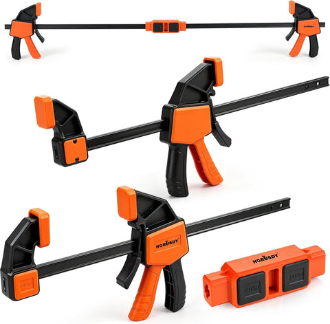 3-Pack Wood Clamps for Woodworking, 2-Piece 12" Bar Clamps with Clamp Connector, Quick-Release Wood Clamps with 150 LBS Load Limit, Wood Clamp Set for Woodworking, Gluing & DIY Projects