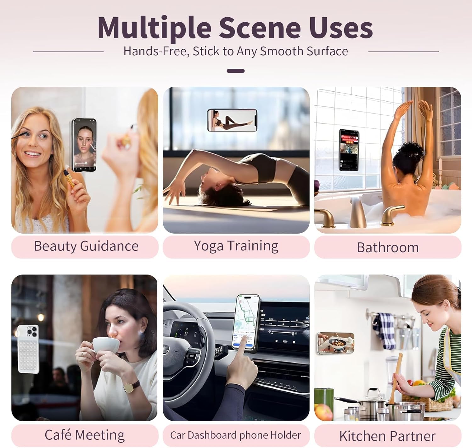 (2 Pack) Suction Cup Phone Case Mount Double Sided, White & Classic Black