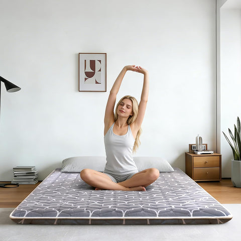 6th Generation Japanese Floor Futon Mattress - Extra-Thick 9-Layer Modern Futon with 100% High-Density Foam, Portable Floor Mattress Sleeping Pad for Adults, Guest Room, Dormitory, King Size(78"X80")