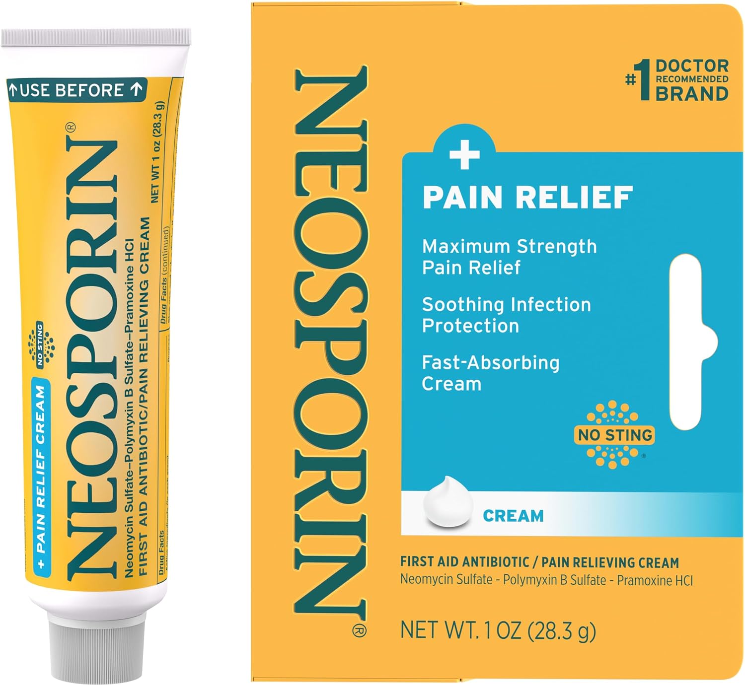 Neosporin + Pain Relief Dual Action First Aid Antibiotic Cream, 1 oz