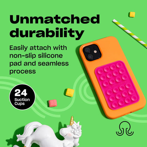 OCTOBUDDY Classic - Silicone Suction Phone Case Adhesive Mount, Hot Pink