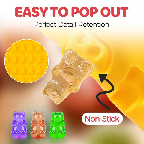 Gummy Candy Molds with 2pcs Droppers, Silicone Chocolate Molds 3 Pack