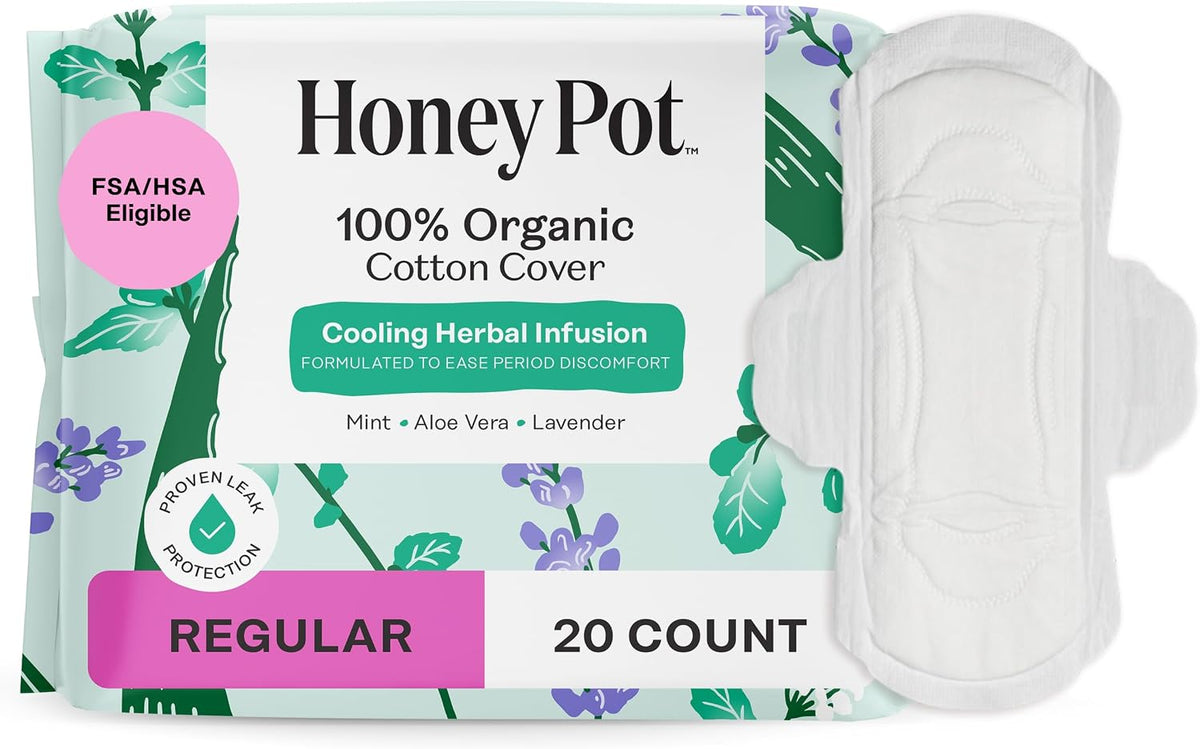 The Honey Pot Company - Cooling Herbal - Regular - Pads for Women