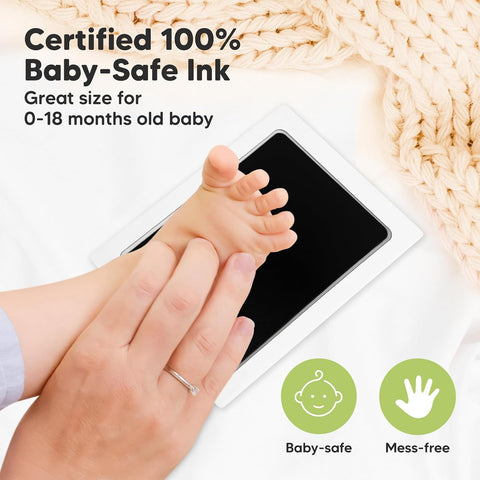 4pk Inkless Baby Hand and Footprint Kit, Mess Free Ink Pads (Jet Black, L)