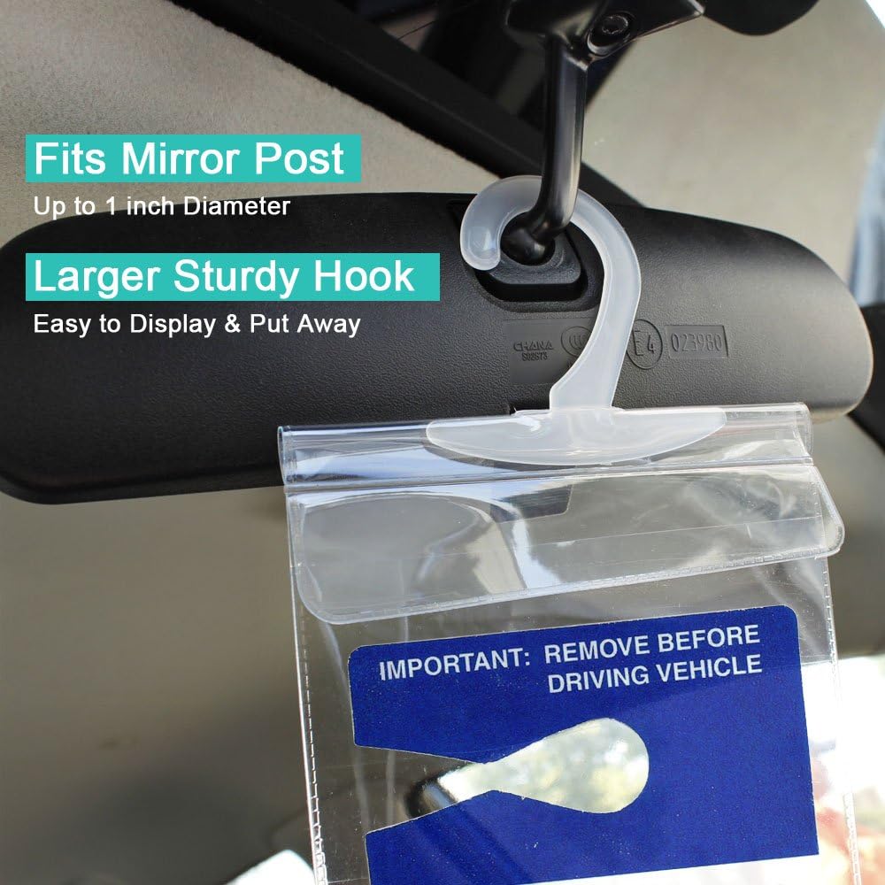 TB Tbuymax Handicap Parking Placard Holder, Ultra Transparent Disabled Permit Protective Cover with Large Hanger by Tbuymax 2 Pack (Placard is NOT Include)