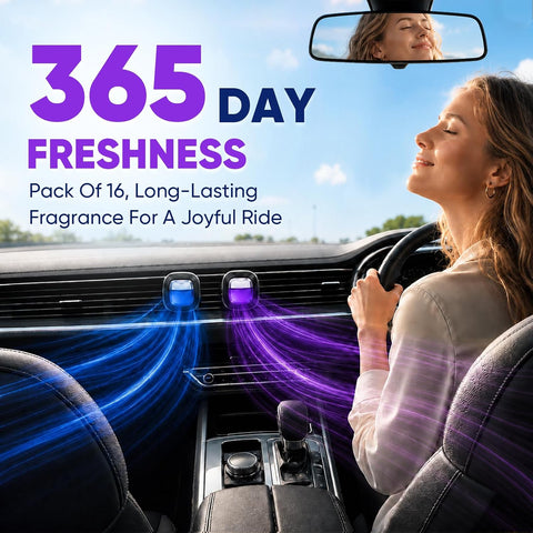 16 Pack Car Air Freshener Vent Clips, 4 Plant-Based Scents, Car Fresheners