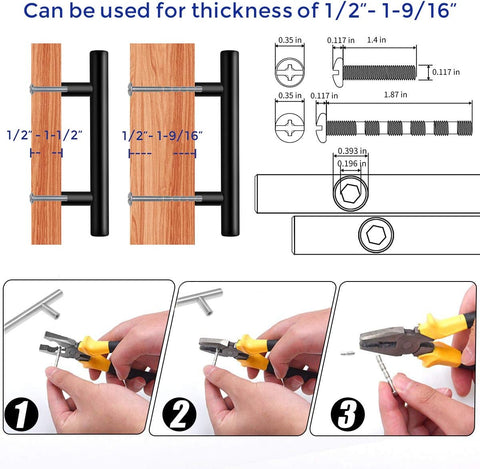 Ravinte Cabinet Handles,5" Length,3" Hole Center,Matte Black,6 Pack