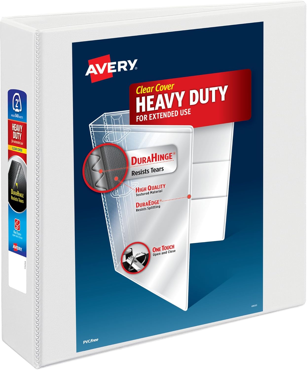 Avery Heavy-Duty View 3 Ring Binder, 2" EZD Rings, 1 White Binder