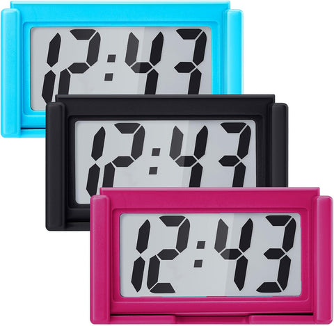 Frienda 3 Pieces Mini Small Digital Clock Stick On,Blue,Black,Red