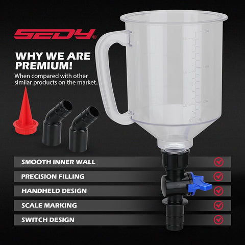 18-Piece Engine Oil Funnel Kit, 1.59QT/1.5L Automotive Oil Funnel Set with 12 Adapters, Elbow Fitting, Arrow Screen and Magnetic Storage Hooks Tray, Compatible with GM, Ford, BMW, Audi, Land Rover Etc