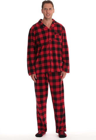 #followme Family Pajamas Buffalo Plaid Button-Front Microfleece Pajamas Set with Matching Socks