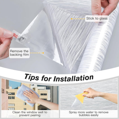 Haton Window Privacy Film, Frosted Glass Non-Adhesive Film, 17.5" x 118.1"
