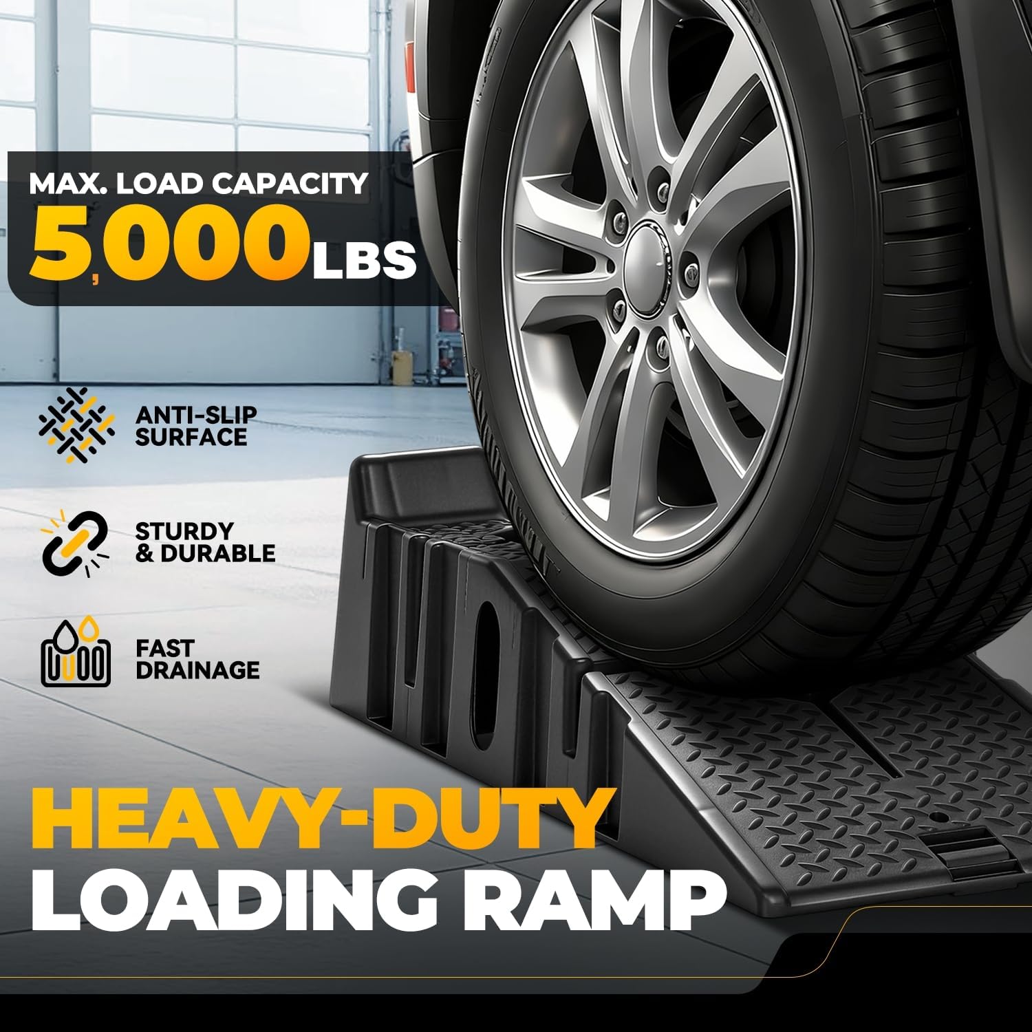 Auto Dynasty Car Ramps for Oil Changes, Low-Profile 2Pcs 2.5 Ton Capacity