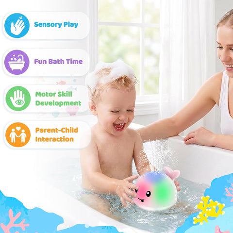 ANGGIKO Baby Girl Bath Toys, Light Up Whale Pool Water Toy for Toddler Baby