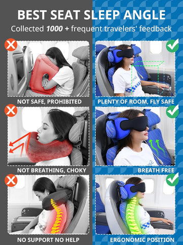 SARISUN Travel Pillows for Airplanes, Stable Head Support, Travel Essential