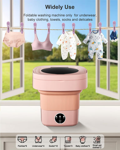 Portable Washing Machine, 9L Mini Laundry Washer with 3 Modes Cleaning for Underwear, Baby Clothes, Sock, Small Delicates. Foldable Washer and Dryer Combo for Apartment, Home,Hotel, Camping,RV(Orange)