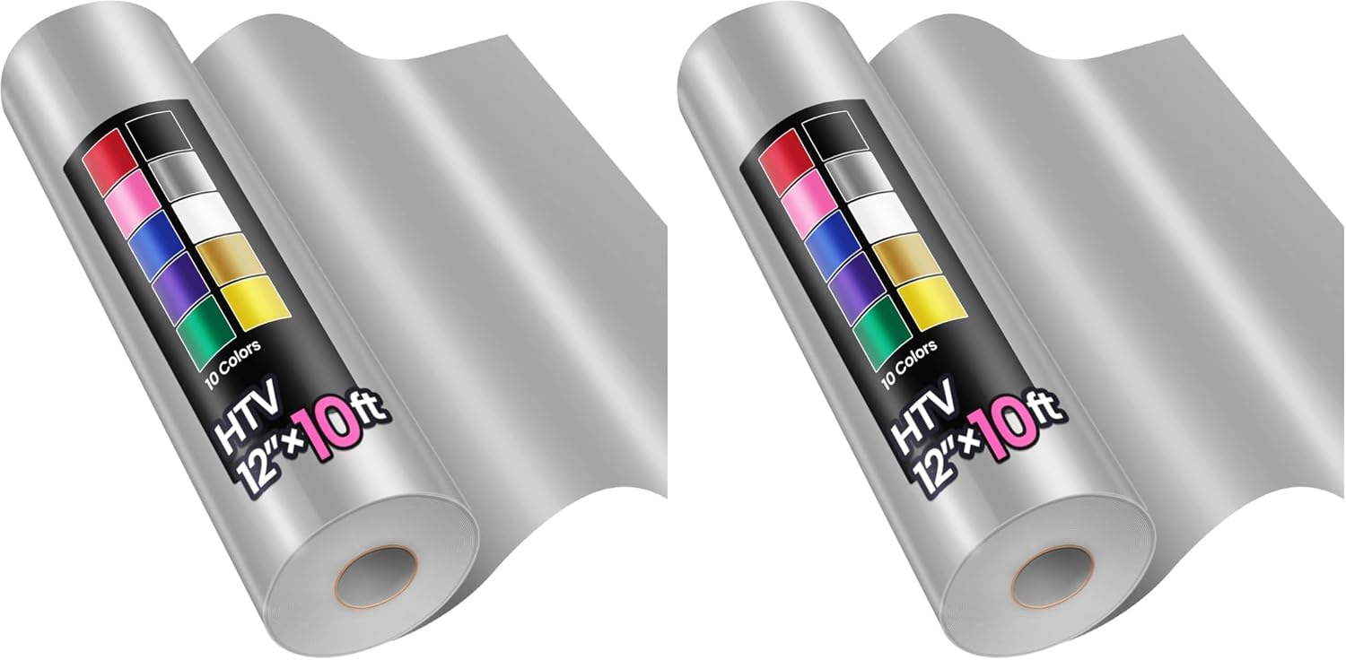 Sooez 12" x 10ft Heat Transfer Vinyl HTV Rolls, Iron on Vinyl for T-Shirt