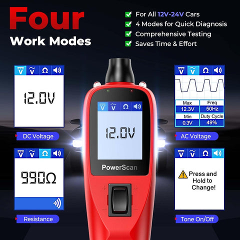 Autel PowerScan 12-24V Car Circuit Tester, Power Probe, Short/Open Finder
