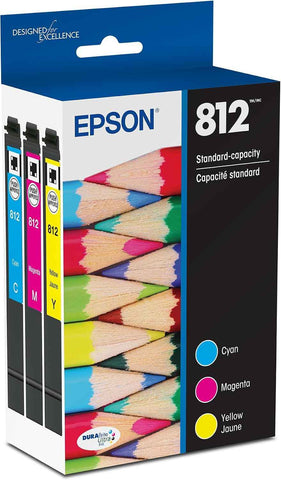 Epson 812 Genuine Ink Standard Capacity 3 Color Combo Pack T812520 | Works With WorkForce Pro WF-7310 WF-7820 WF-7840 EC-C7000 Printers