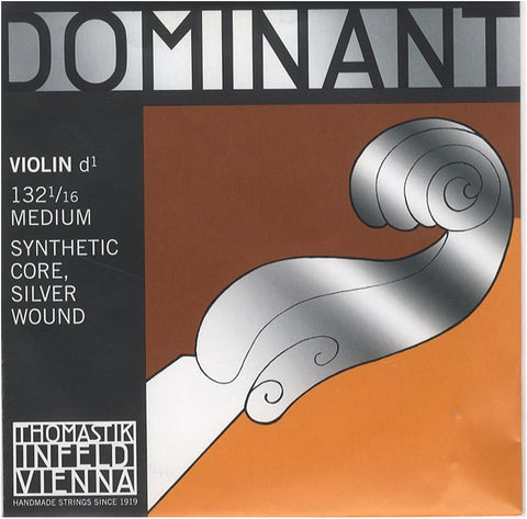 Thomastik-Infeld Dominant Violin String Set, 3/4 Size, Medium Tension - 135B.34 - Synthetic Core A, D, G with Steel E, Removable Ball - Clear & Balanced Tone, The Reference Standard for Violin