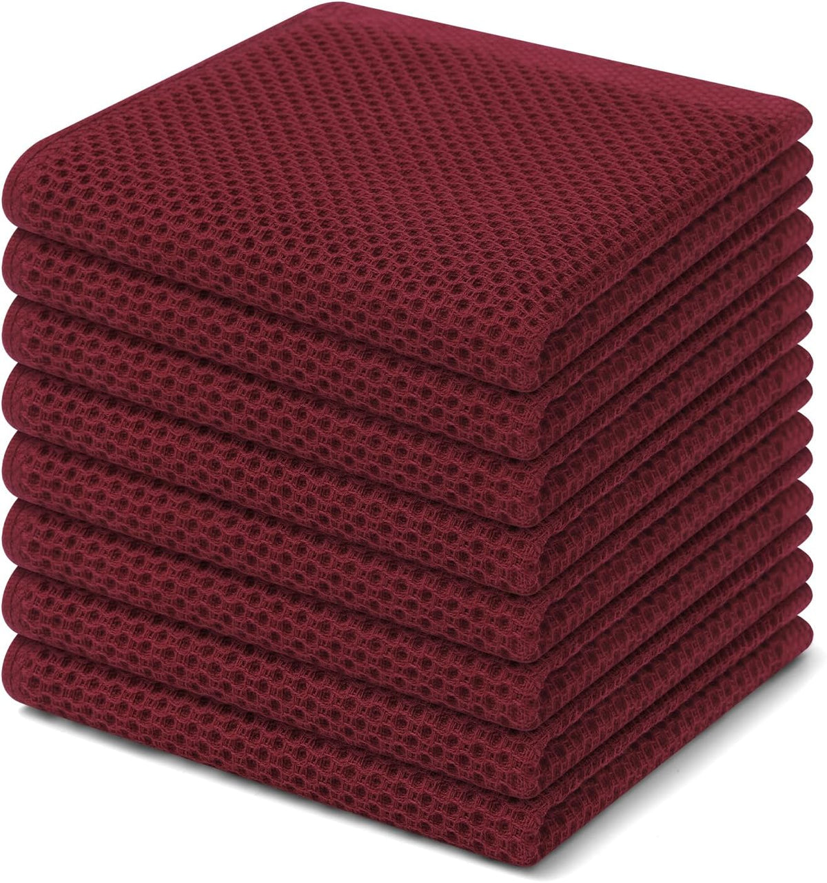 Homaxy 100% Cotton Waffle Weave Kitchen Dish Cloths 8-Pack, Burgundy