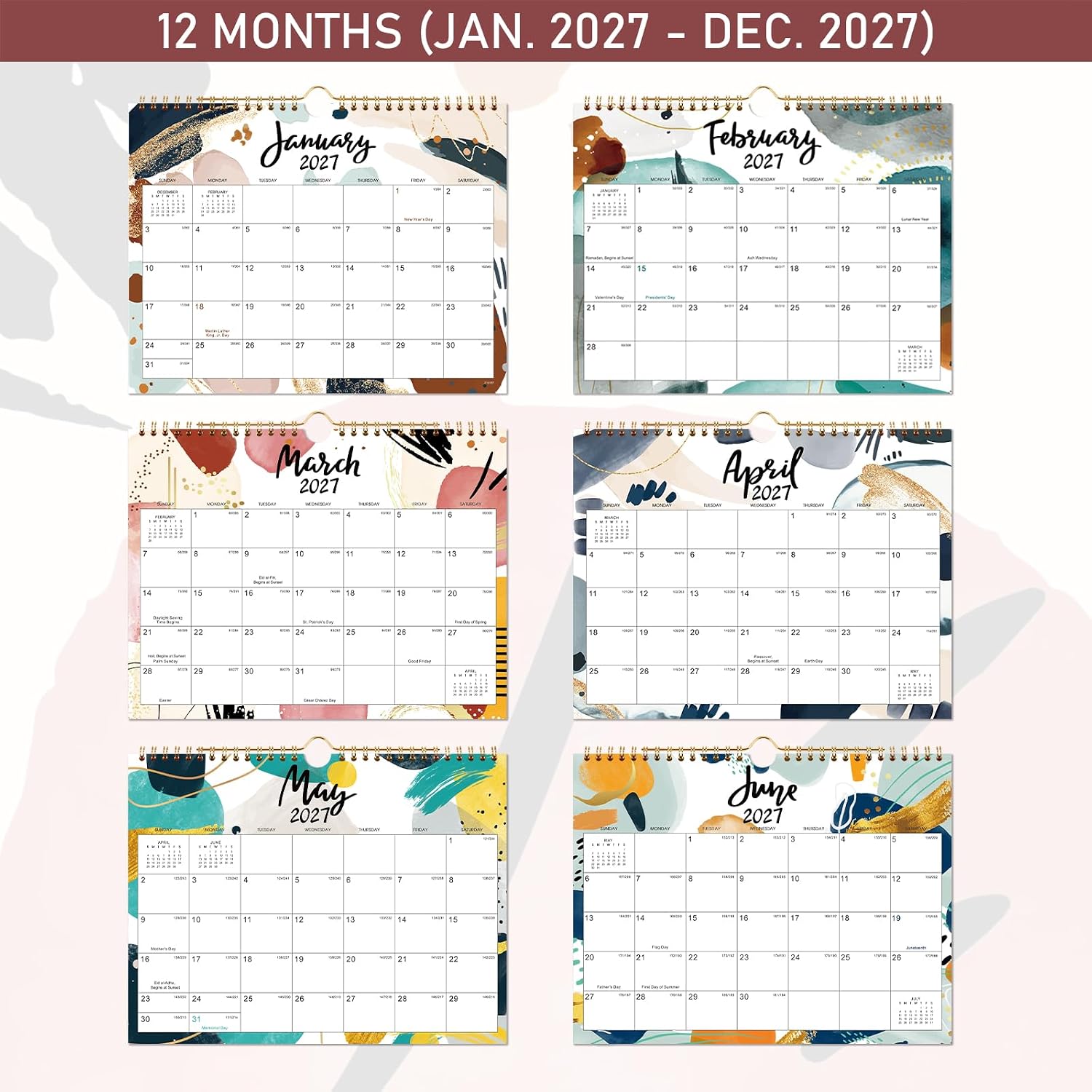 2027 Wall Calendar - 12 Months Wall Calendar 2027, Jan 2027 - Dec 2027