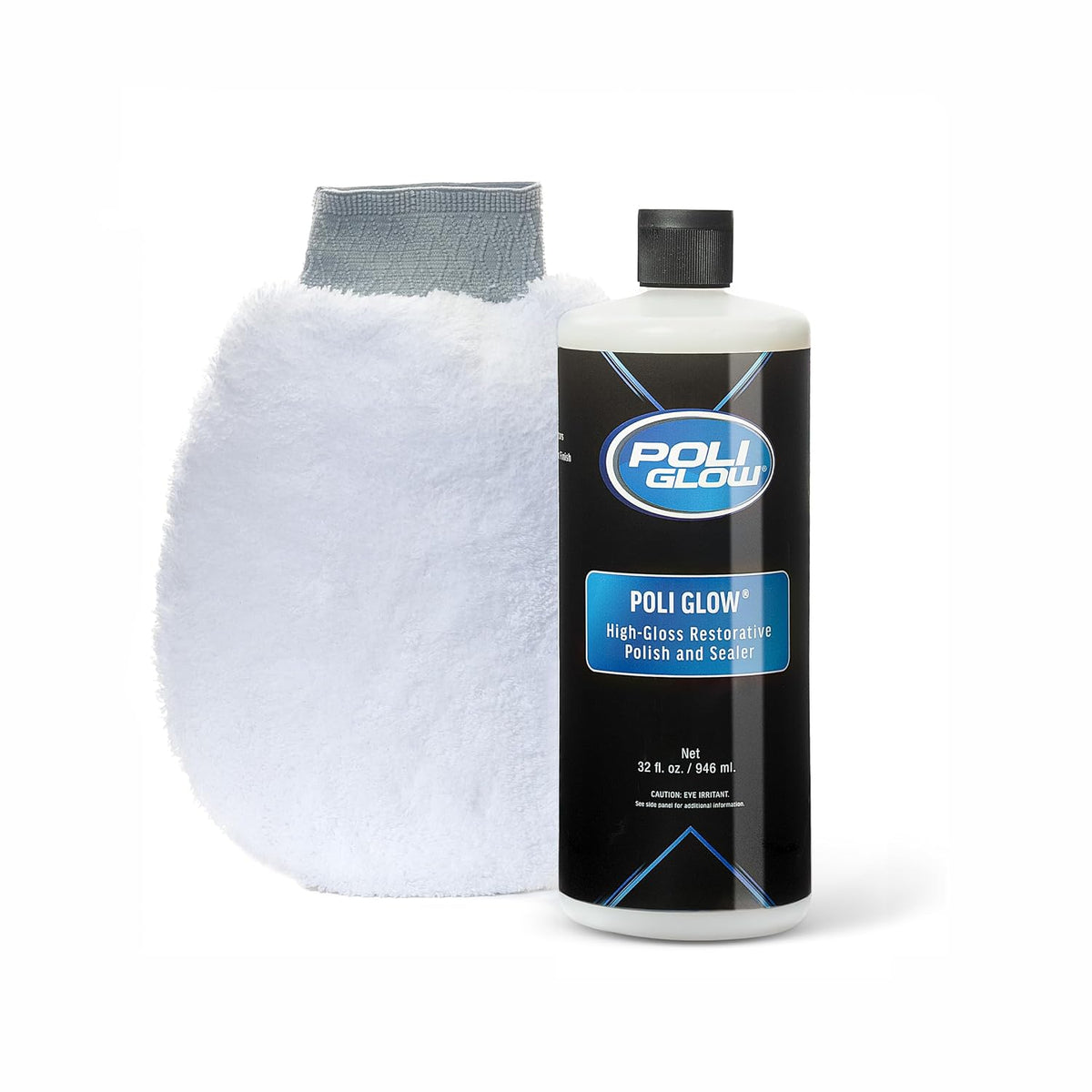 Poli Glow Boat & RV Polish Kit with Applicator Mitt, 32 oz, 2-in-1 Kit