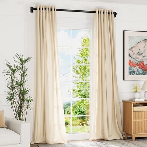 YaFex Curtain Rod 32-58 Inch, 1 Inch Heavy Duty Black Curtain Rods for Windows, Adjustable Window Treatment Rods, Wrap Around Ceiling Outdoor Curtain Rod for Bedroom